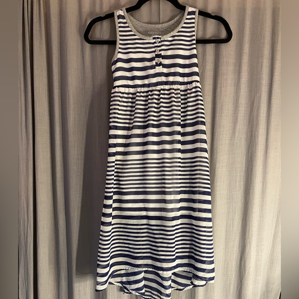 Xhilaration navy blue and white striped dress